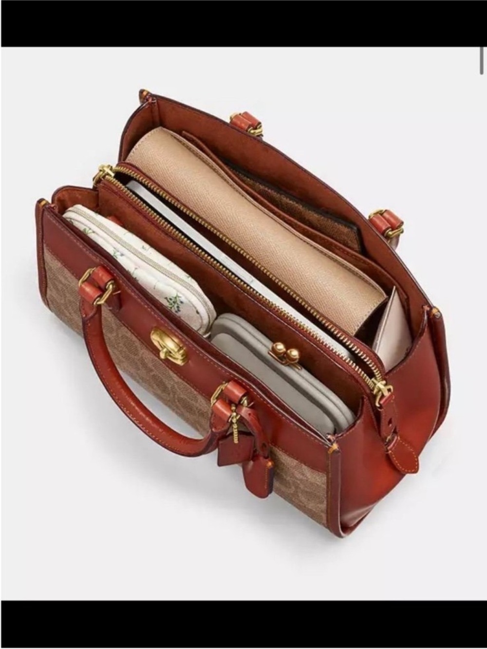 Coach Brooklyn Carryall in Acorn with Gold Hardware. Like New With Tag. CE733. - Picture 11 of 14